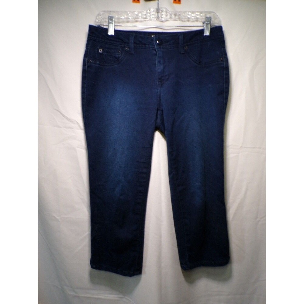 ROZ&ALI Women's Capri Jeans Size 4 Dark Blue Stretch Denim 5 Pocket